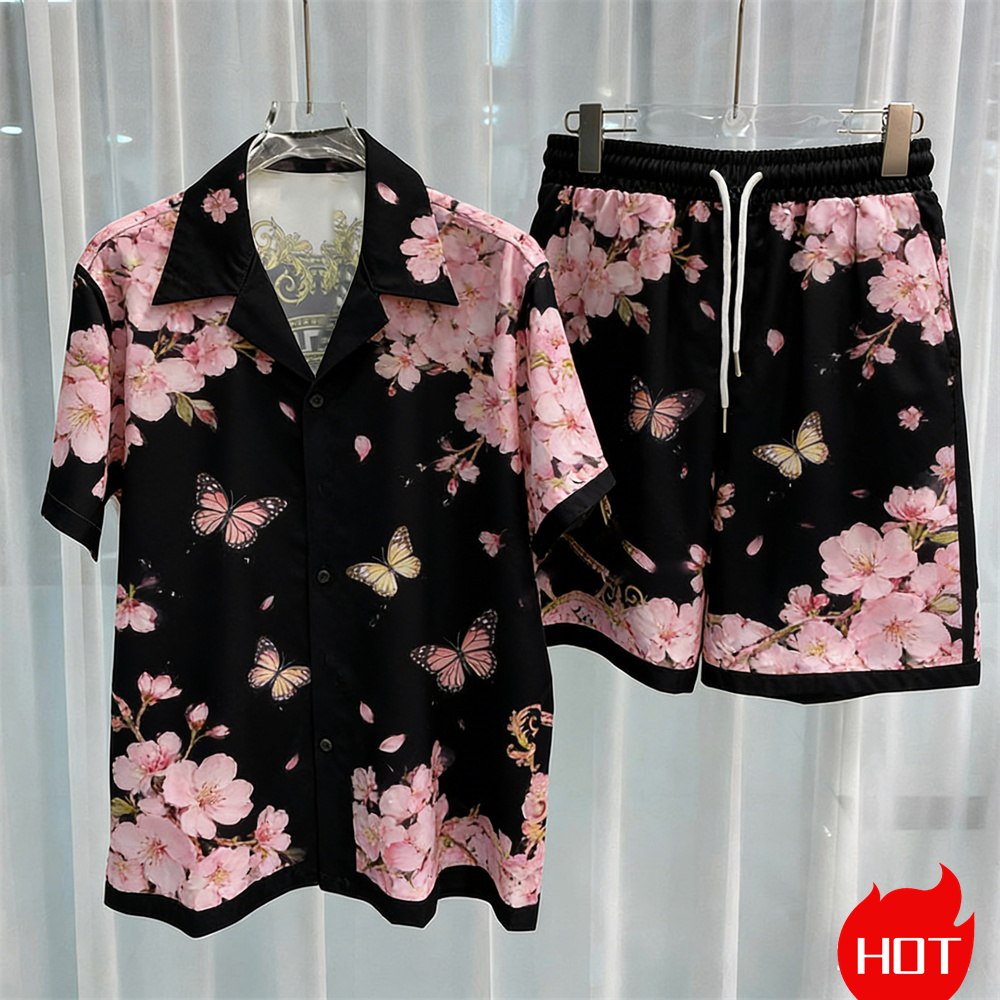Summer Clothing Types - デジタルプリントメンズセットファッションツーピースショートパンツセット高品質サマー半袖シャツユニセックスy2kシャツセットホームパジャマ