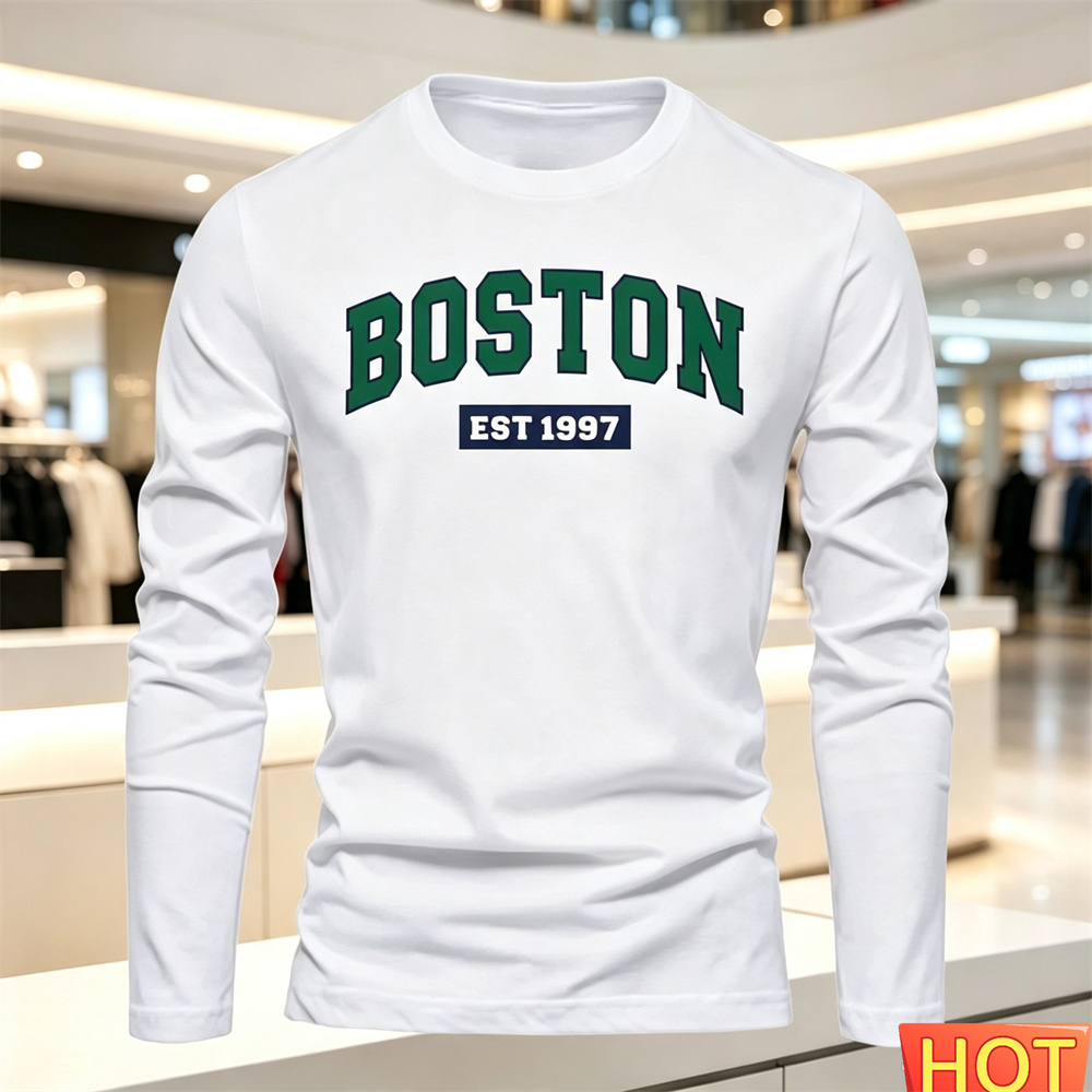 Summer Clothing Us - 秋夏メンズ長袖 Tシャツレターパターンラウンドネック Tシャツ多用途 Tシャツファッション男性 y2k 服ルーズトップス