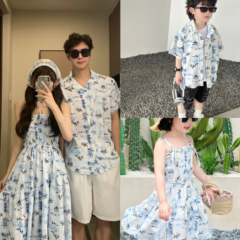 Summer Clothing Resort - 家族,母,娘,ビーチドレス,お父さん,息子,息子,子供,夏のためのマッチング服