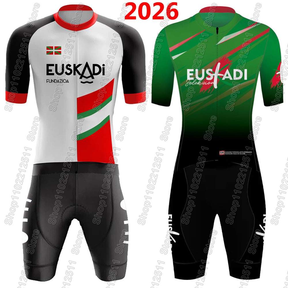 Summer Clothing Sale Men - Euskadi チームサイクリングジャージ 2026 セット夏スペイン自転車服ロードバイクシャツスーツ自転車ビブショーツ MTB Ropa