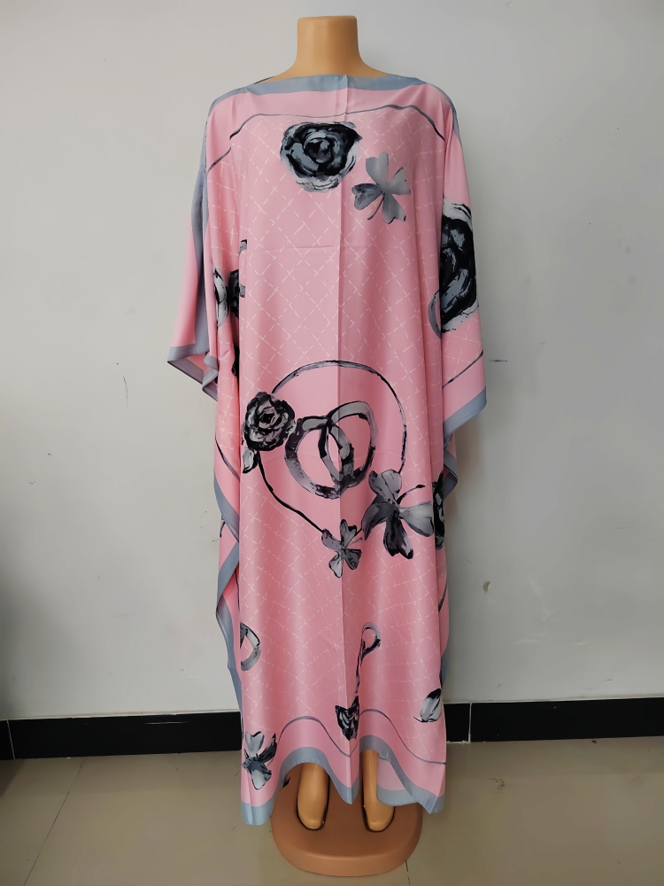 Summer Clothing Recommendations - 女性のためのボヘミアンスタイルのロングドレス,プリントされたシルクカフタン,ルーズ,夏服