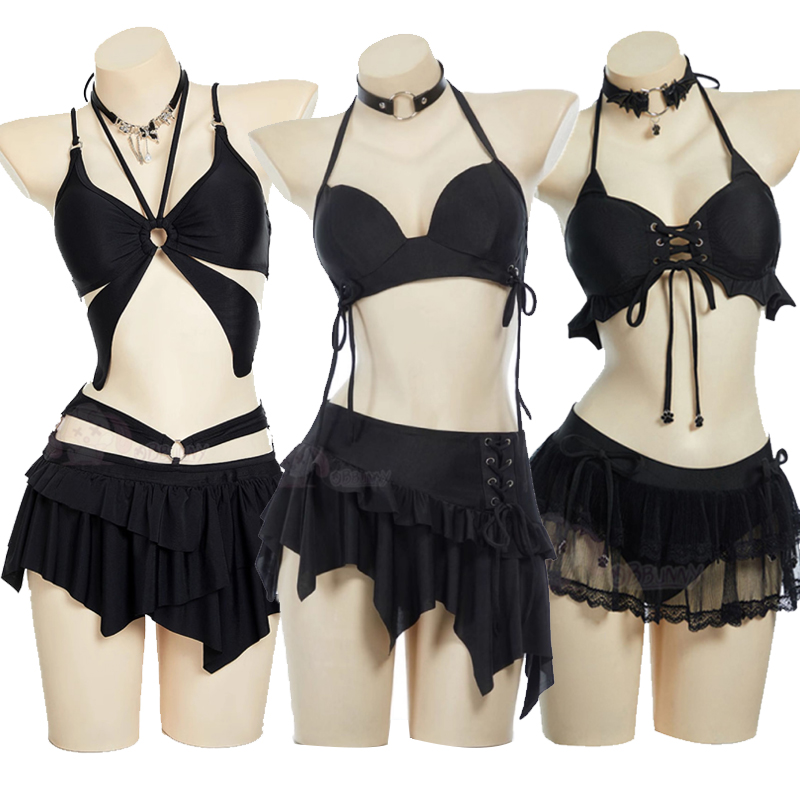 Summer Alt Clothing - 9 スタイル女性のセクシーなツーピース水着ゴシック水着水着女性かわいいビキニスーツ夏セクシーな黒ビーチウェアハロウィン