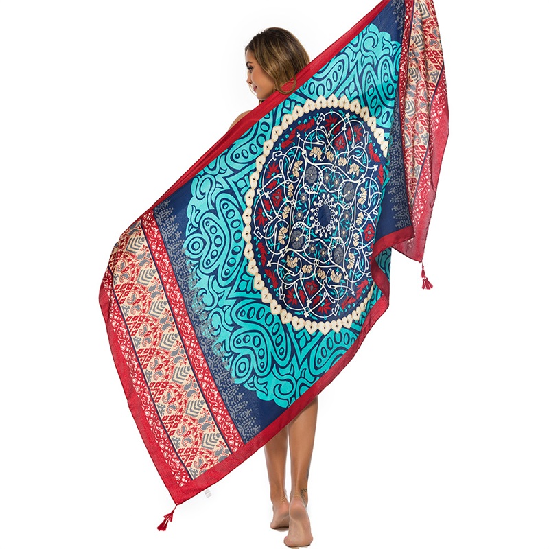 Sarong Pareo Wrap - 2018 新 90 × 180 センチメートルツイル綿パレオビーチカバーアップ女性大ビーチドレスビキニ水着カバーアップサロンラップスカーフ