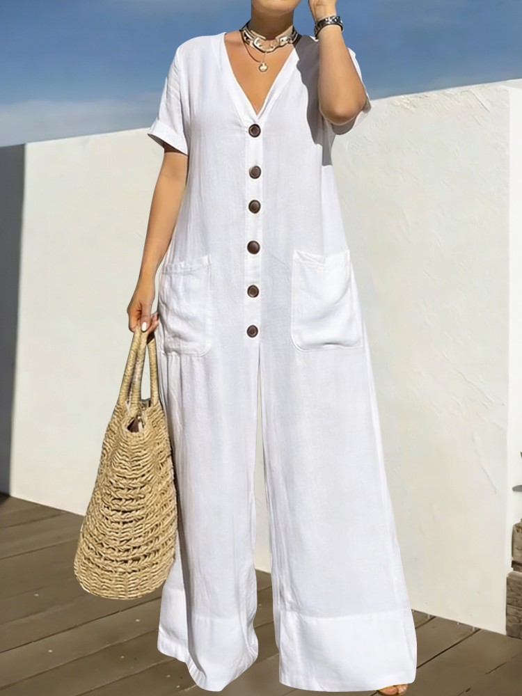 Summer Clothing Wholesale - プラスサイズ女性服ジャンプスーツ夏服ブルーアーバンレジャーボディスーツ新作2026ワイドレッグジャンプスーツ卸売ドロップシッピング