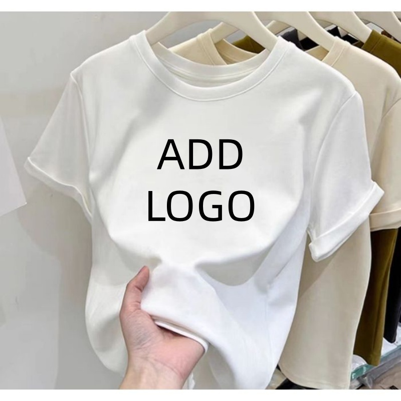 Summer Clothing Wholesale - カスタマイズされた卸売コットン女性の T シャツ O ネックセクシーなオフィスレディ Tシャツスキニースリムベーシックトップ