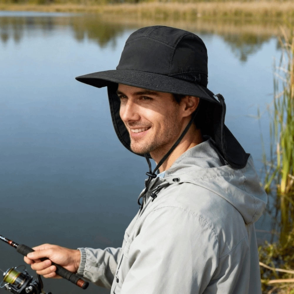Sun Hat Wide Brim - サンハット ワイドブリム アウトドア サンハット ネックフラップ付き 調節可能