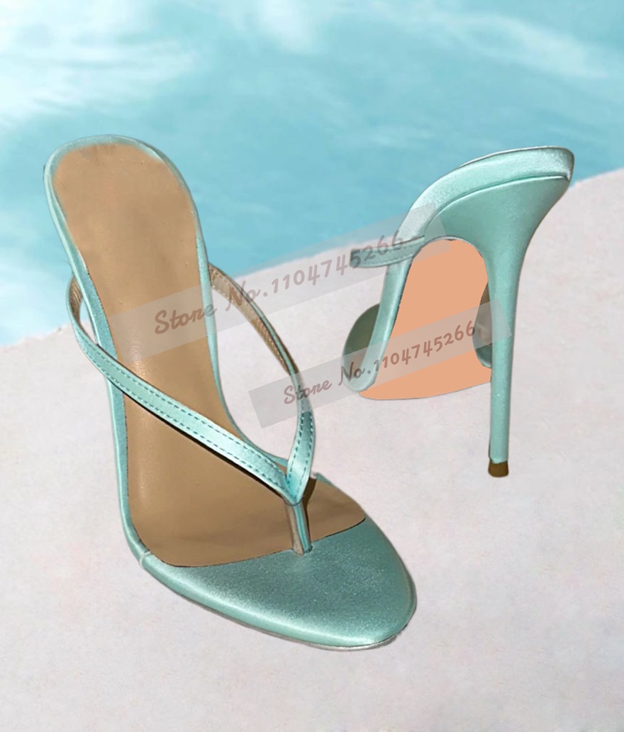 ライトグリーンのサテン素材、クリップトゥ、ハイヒール、ミュー - Summer Light Clothing のレビューと価格