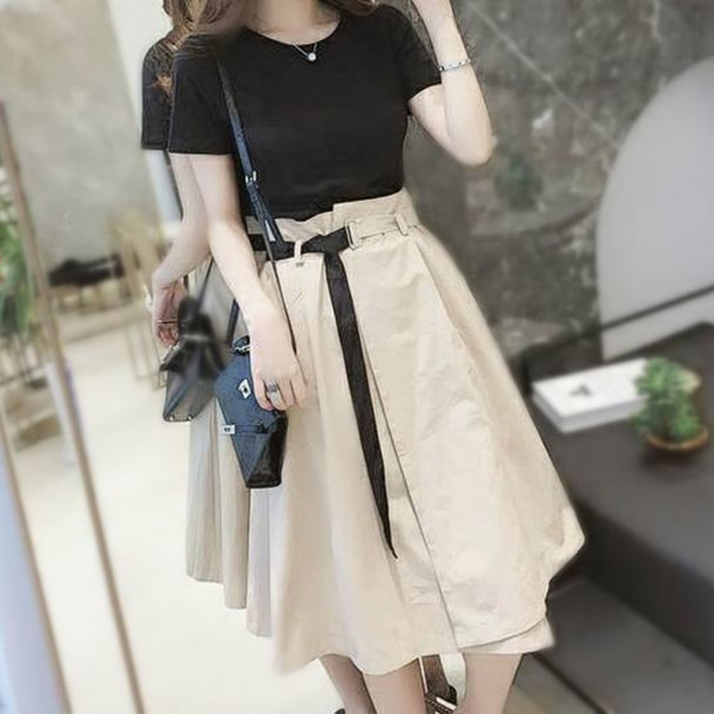 女性用ラウンドネック半袖スリムTシャツ,女性用スーツ,単色, - Summer Alt Clothing のレビューと価格