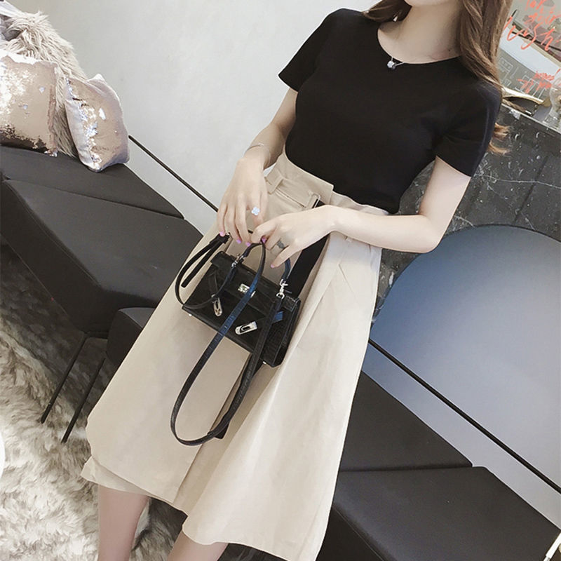 女性用ラウンドネック半袖スリムTシャツ,女性用スーツ,単色, - Summer Alt Clothing のレビューと価格