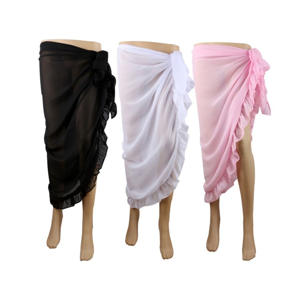 ラップスカーフ ラッフルデザイン サロング 無地 シフォン素 - Sarong Pareo Wrap のレビューと価格