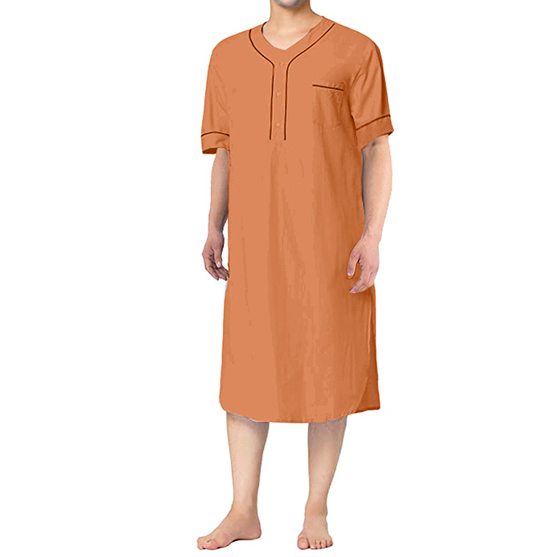 男性用の薄手のネグリジェ,イスラム教徒の女性用の半袖,無地, - Summer House Clothing のレビューと価格