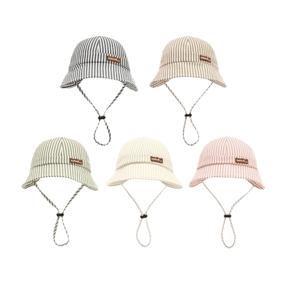 新しいストライプ柄ベビーバケットハット、調節可能で通気性のあ - Sun Hat Wide Brim のレビューと価格