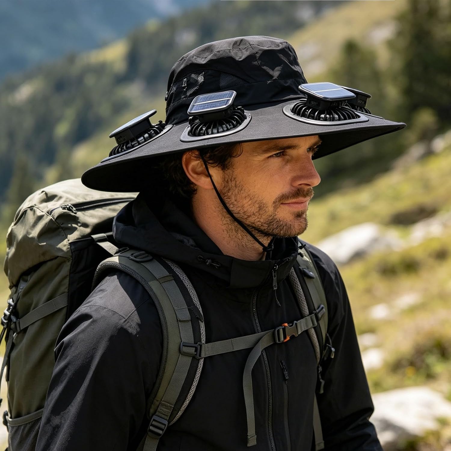 ホット6ファンソーラーファンハット通気性UVカットワイドブリ - Sun Hat Wide Brim のレビューと価格