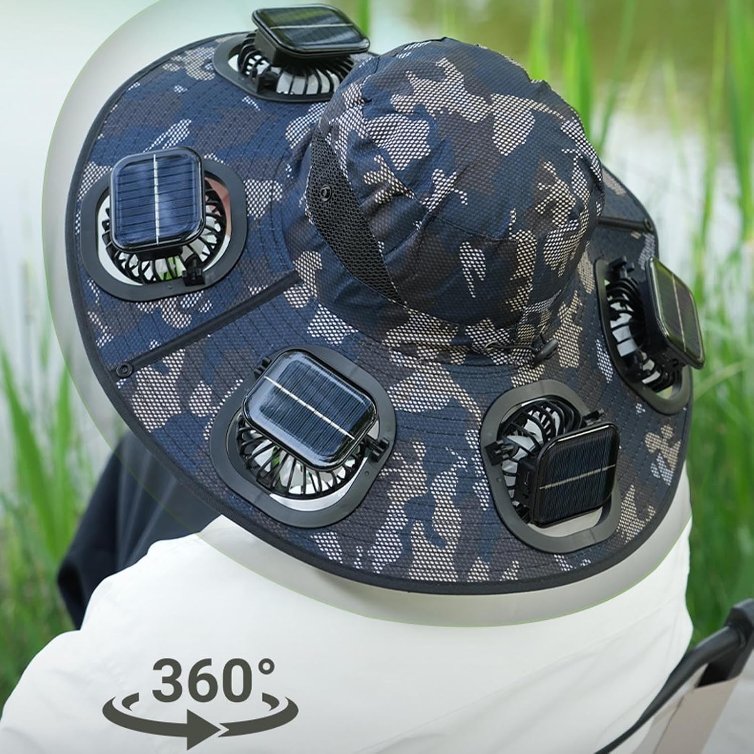 ホット6ファンソーラーファンハット通気性UVカットワイドブリ - Sun Hat Wide Brim のレビューと価格