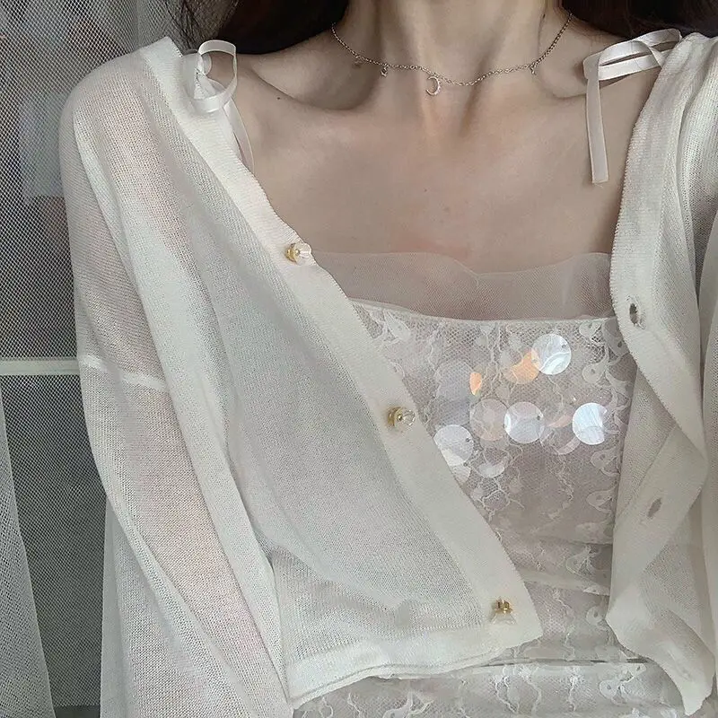 女性用ファインニットカーディガン,日焼け止め服,スリムカーデ - Summer Light Clothing のレビューと価格