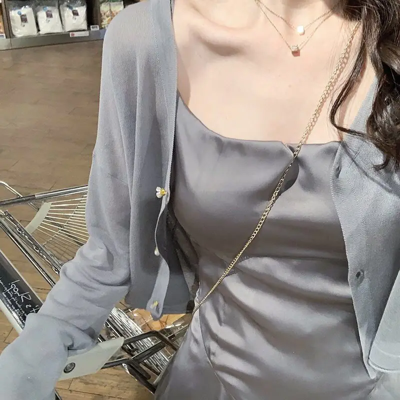 女性用ファインニットカーディガン,日焼け止め服,スリムカーデ - Summer Light Clothing のレビューと価格