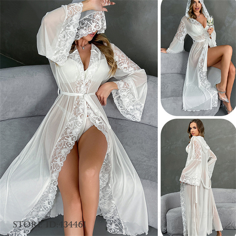 セクシーな視点メッシュ花嫁のウェディングローブネグリジェパッ - Summer House Clothing のレビューと価格