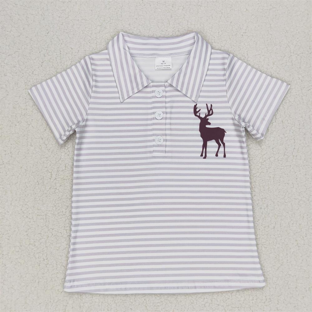 子供用ラペルボタンTシャツ,半袖,男の子用シャツ,幼児用,鹿 - Summer Clothing Wholesale のレビューと価格