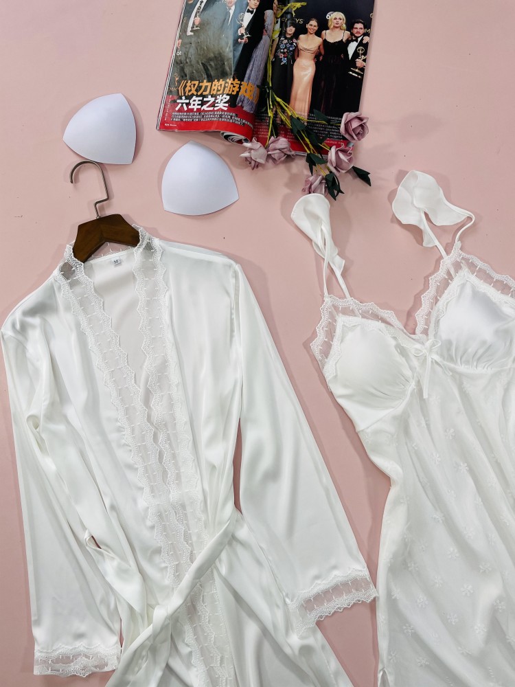 2個寝間着 & ローブスーツサテン女性ローブセット着物ドレス - Summer House Clothing のレビューと価格