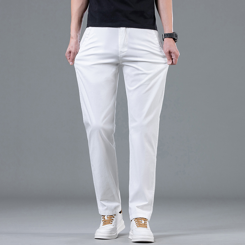 夏のメンズライトフィットストレートホワイトパンツデイリーカジ - Summer Light Clothing のレビューと価格