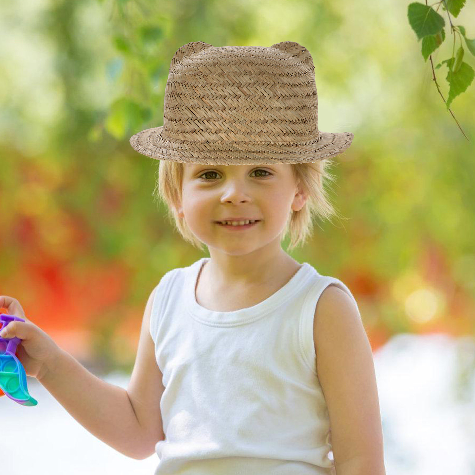 キッズストローサンハット つば広 編み込み 通気性 UVカッ - Sun Hat Wide Brim のレビューと価格