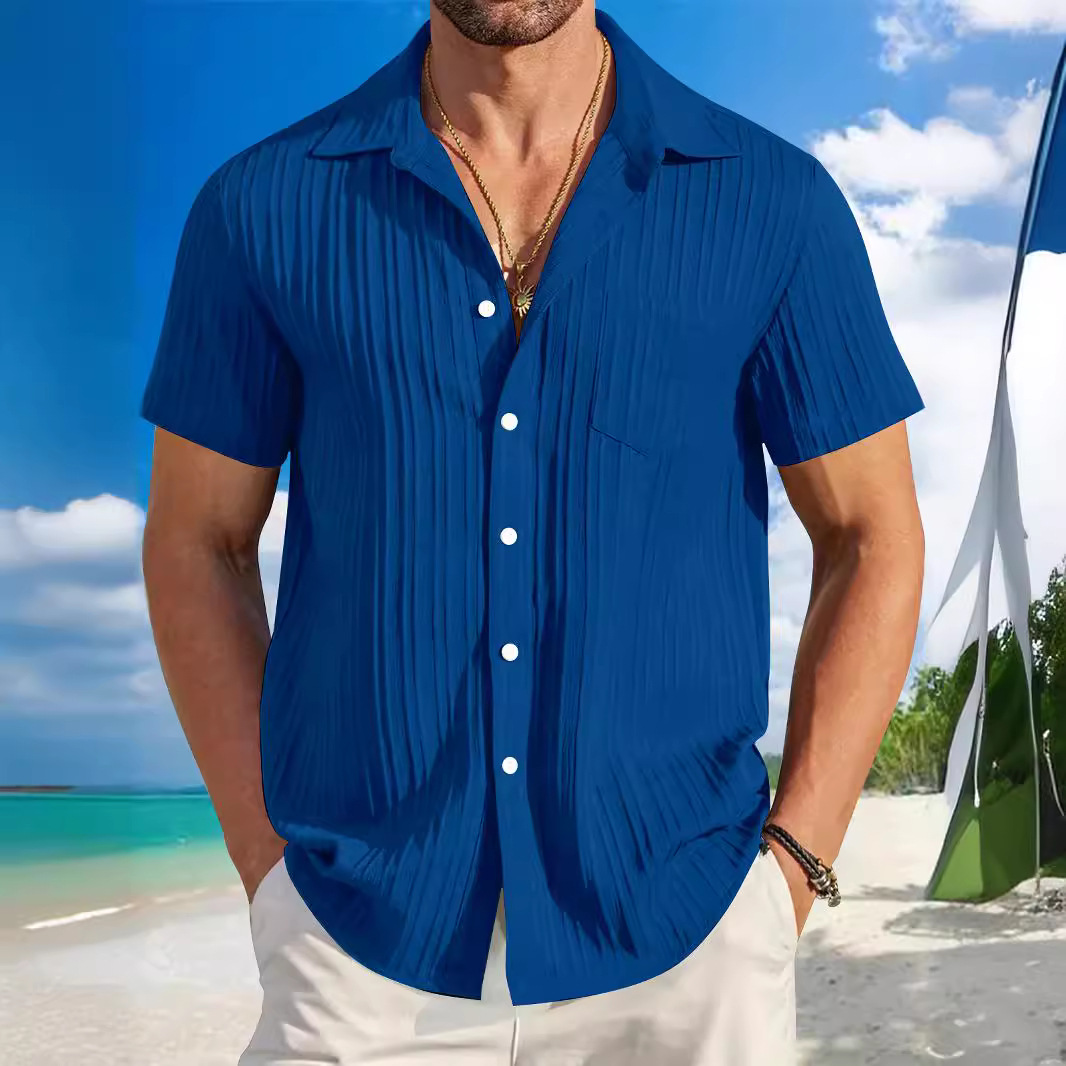 メンズビーチ半袖シャツ - 夏用カジュアル無地ストライプハワ - Summer Clothing Resort のレビューと価格