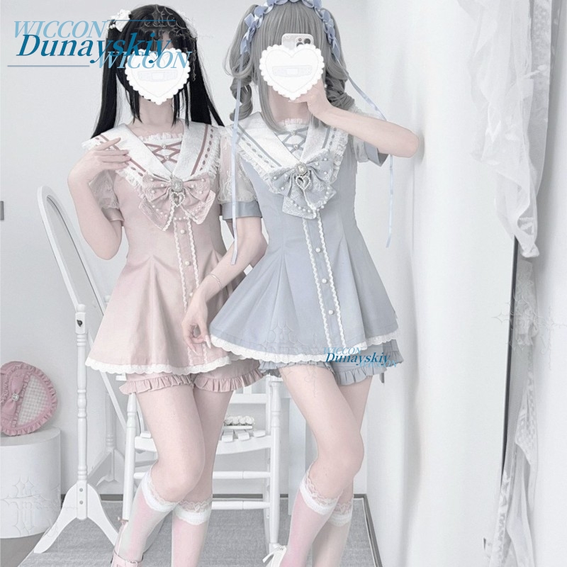 セーラーカラードレスセットレースリボン半袖ジライケイオリジナ - Summer Alt Clothing のレビューと価格