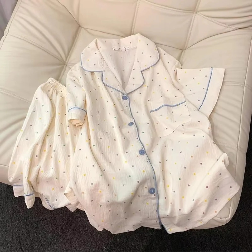 プリント水玉模様の女性パジャマ寝間着綿パジャマセットトップと - Summer House Clothing のレビューと価格