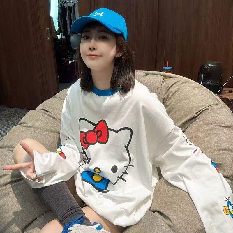 長袖ハローキティ夏の新スタイル漫画かわいいプリント Tシャツ - Summer Clothing Us のレビューと価格