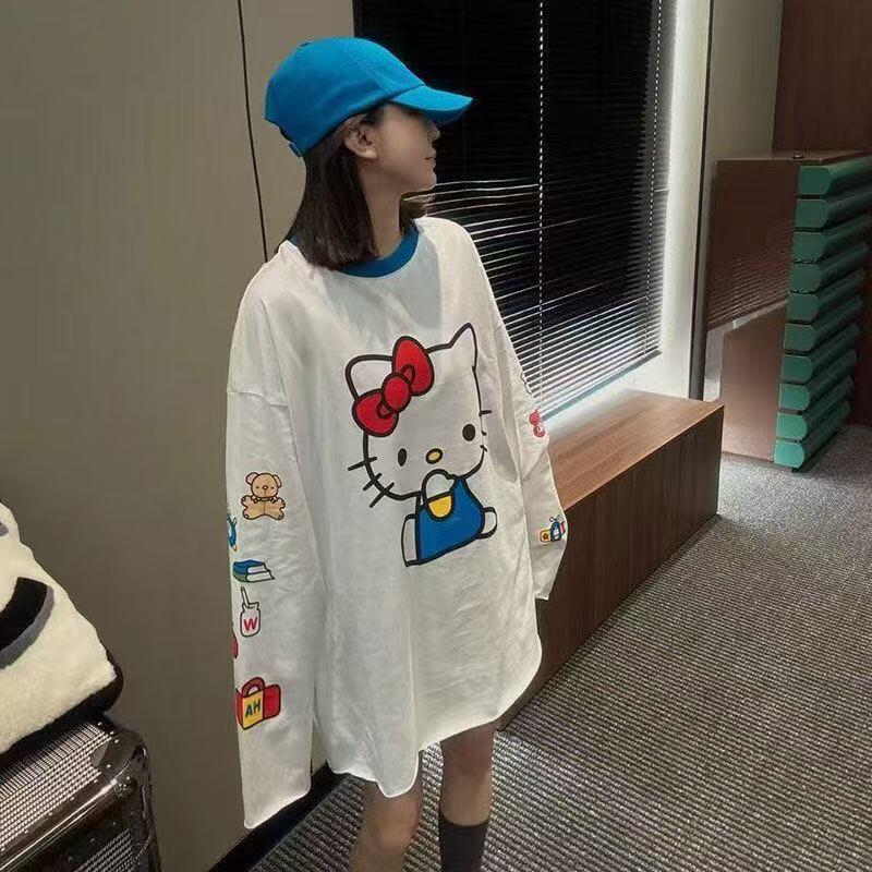 長袖ハローキティ夏の新スタイル漫画かわいいプリント Tシャツ - Summer Clothing Us のレビューと価格
