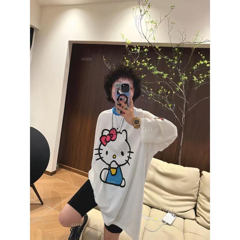 長袖ハローキティ夏の新スタイル漫画かわいいプリント Tシャツ - Summer Clothing Us のレビューと価格