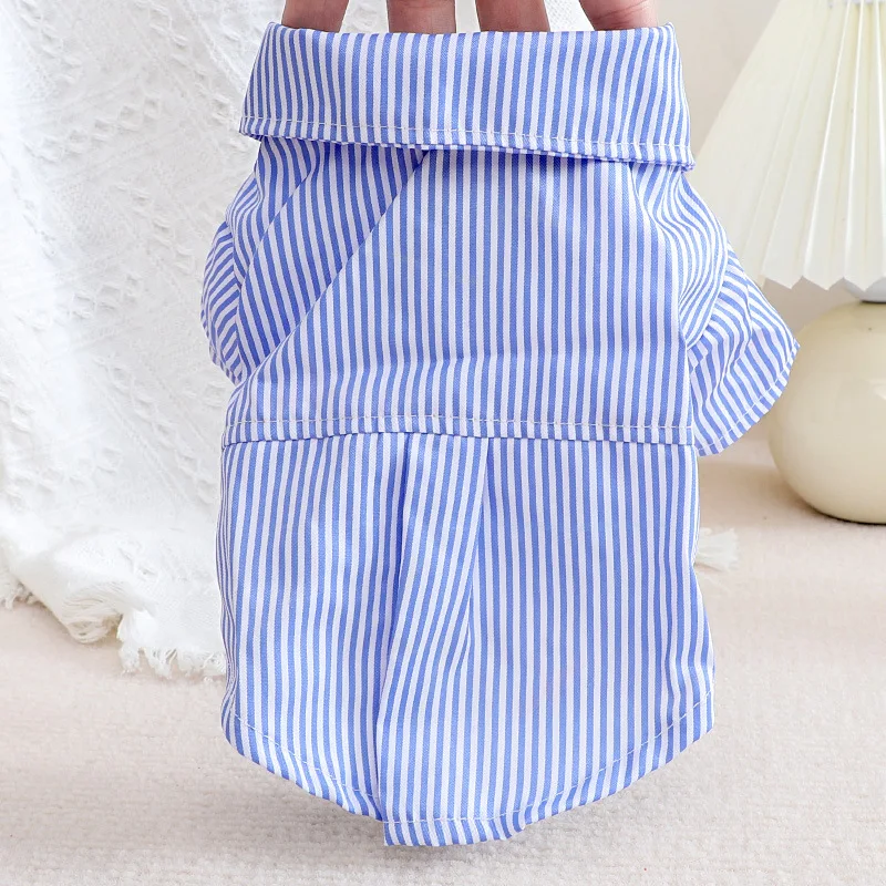 ペット犬服ちょう結びストライプシャツ薄い夏ブルーファッション - Summer Clothing Wholesale のレビューと価格