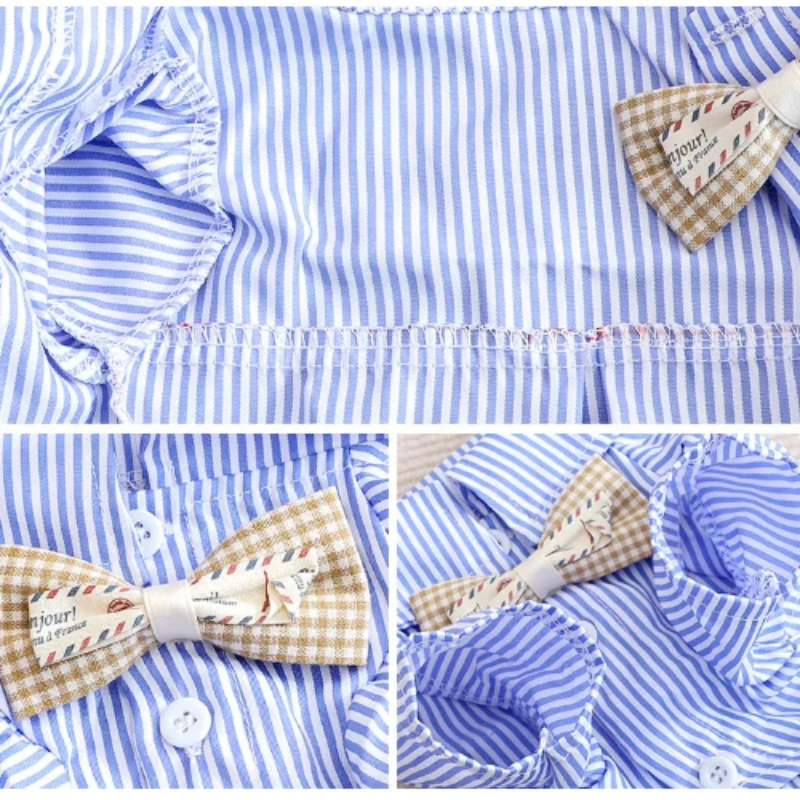 ペット犬服ちょう結びストライプシャツ薄い夏ブルーファッション - Summer Clothing Wholesale のレビューと価格