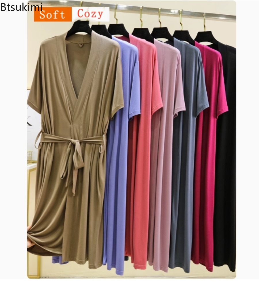 女性用ソフトモーダルローブ 夏 薄手 半袖 ゆったり バスロ - Summer House Clothing のレビューと価格