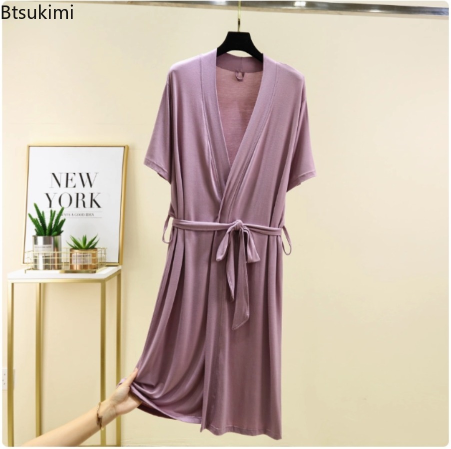 女性用ソフトモーダルローブ 夏 薄手 半袖 ゆったり バスロ - Summer House Clothing のレビューと価格