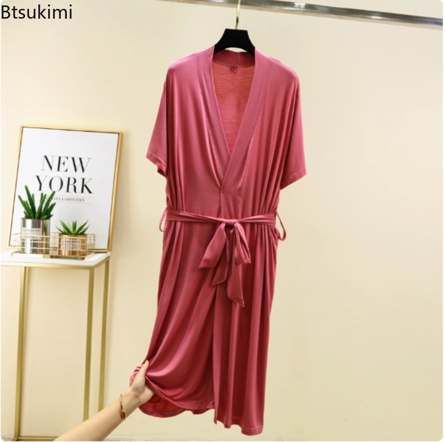 女性用ソフトモーダルローブ 夏 薄手 半袖 ゆったり バスロ - Summer House Clothing のレビューと価格