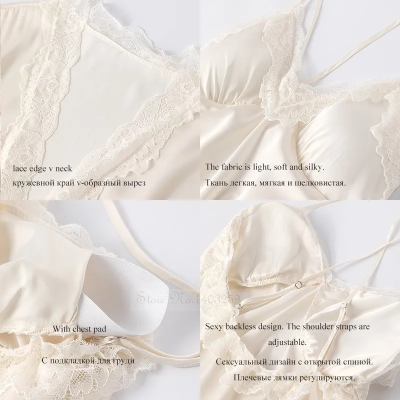 新しい女性ロングローブネグリジェセットセクシーなレーストリム - Summer House Clothing のレビューと価格