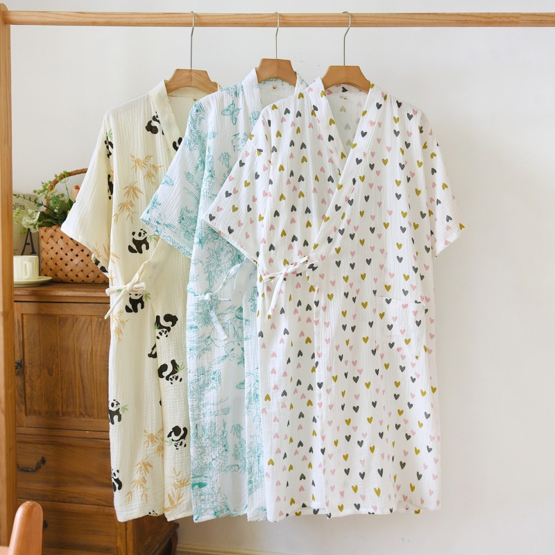 春夏の女性ローブレディース綿 100% クレープバスローブ女 - Summer House Clothing のレビューと価格