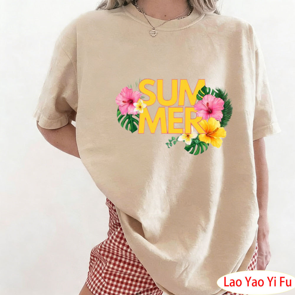 夏のトロピカルフローラルTシャツカラフルな花柄Tシャツ女性レ - Summer Clothing Resort のレビューと価格