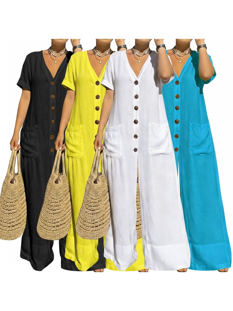プラスサイズ女性服ジャンプスーツ夏服ブルーアーバンレジャーボ - Summer Clothing Wholesale のレビューと価格