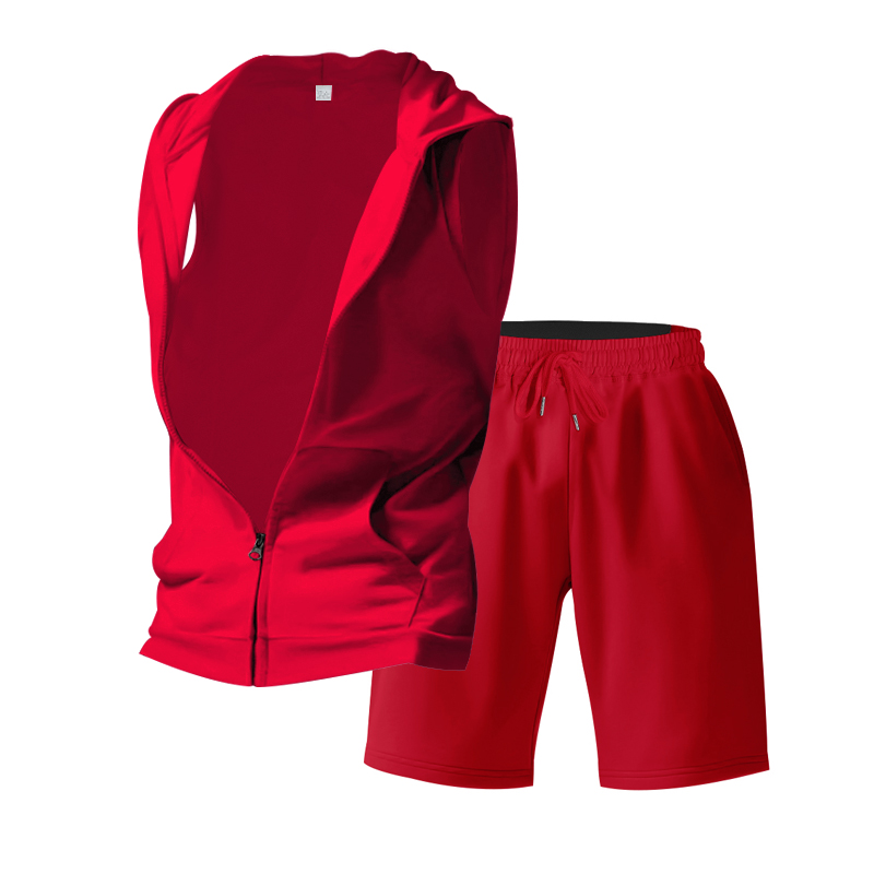 メンズスーツ ノースリーブフーディー ツーピースセット |  - Summer Clothing Sets のレビューと価格