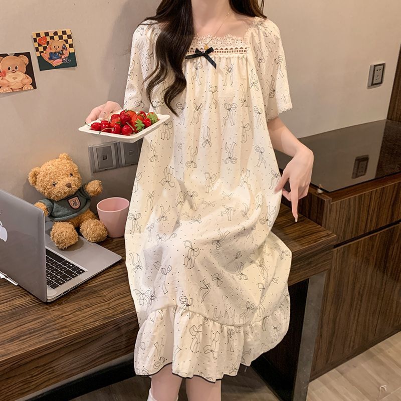 プラスサイズプリンセススタイルナイトガウン夏半袖パジャマドレ - Summer Clothing Stores のレビューと価格