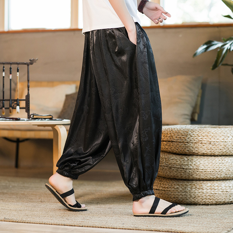 メンズハルンパンツ 夏用アイスシルク 軽量薄手 ワイドレッグ - Summer Light Clothing のレビューと価格