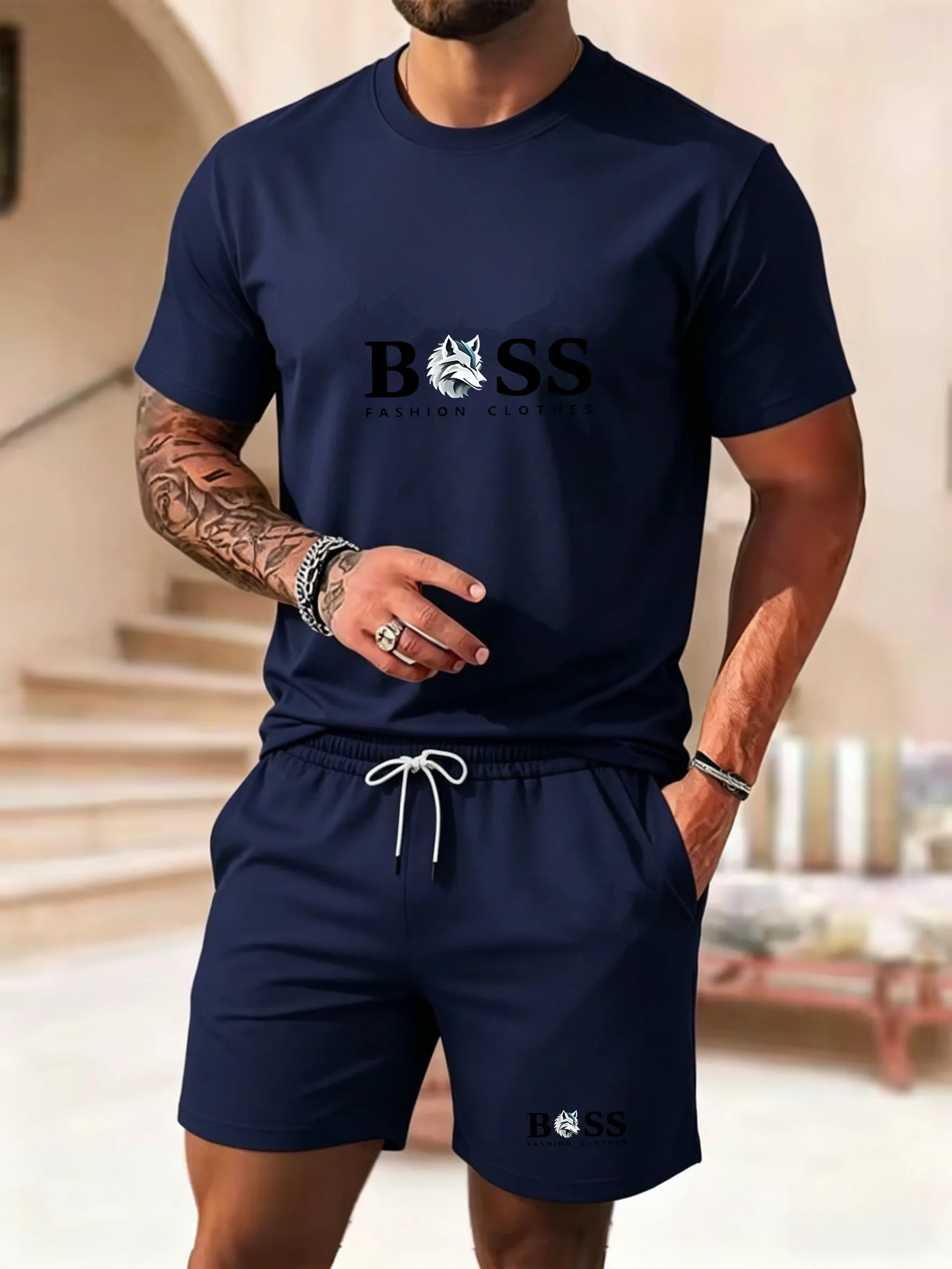 最新の売れ筋メンズツーピーススポーツウェア、半袖Tシャツとパ - Summer Clothing Beach のレビューと価格