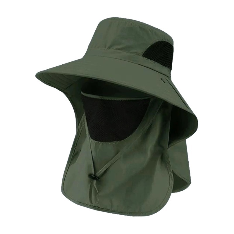 ポリエステル製サンフィッシングハット ネックカバー付き つば - Sun Hat Wide Brim のレビューと価格