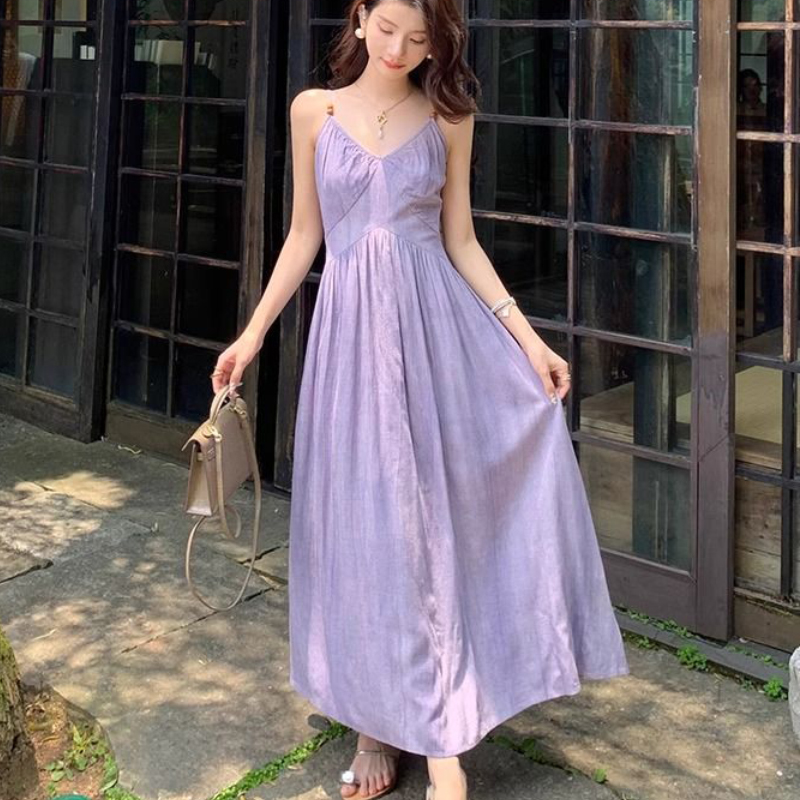 ファッショナブルでエレガントな女性用ドレス、紫色のロングドレ - Summer Clothing Resort のレビューと価格