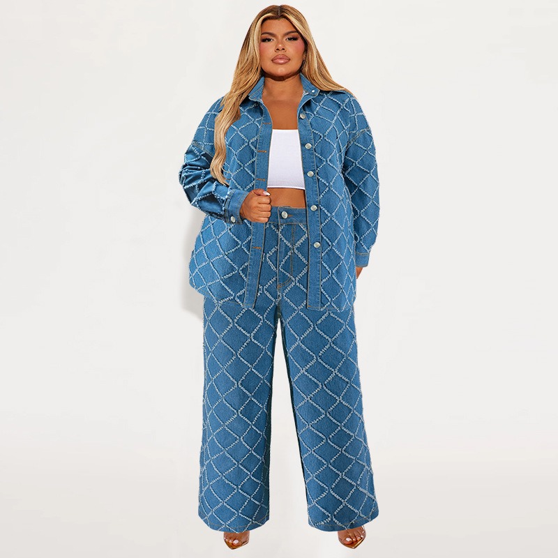 Wmstar プラスサイズデニムツーピースセット女性秋服プリ - Summer Clothing Wholesale のレビューと価格