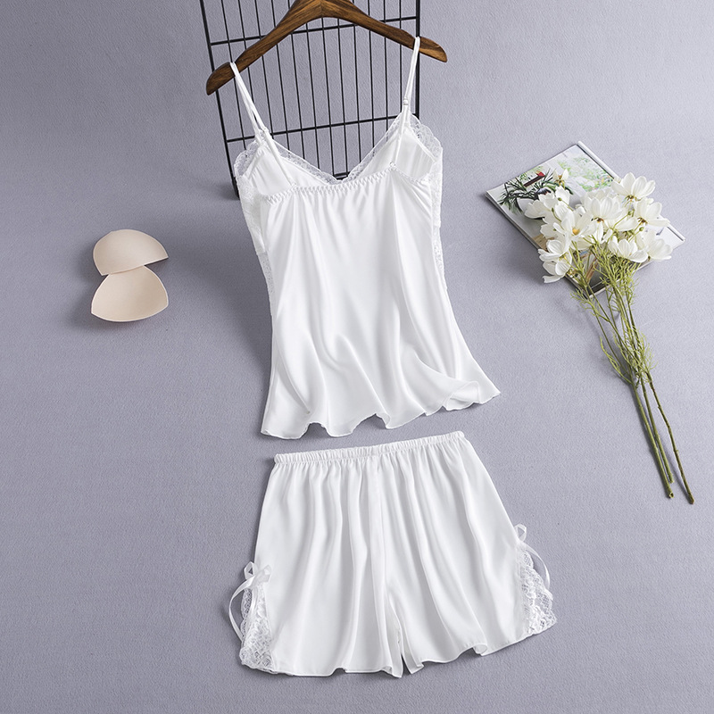 女性用2ピースキャミソール,パジャマ,セクシーなレース,Vネ - Summer House Clothing のレビューと価格